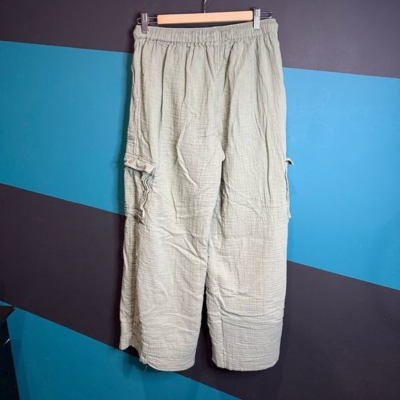 Roxy Green Wide Leg Pants with Relaxed Fit 100% cotton - Picture 6 of 14